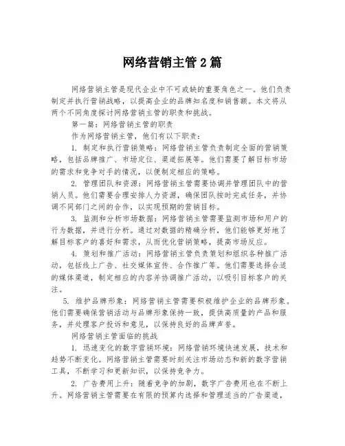 网络营销主管