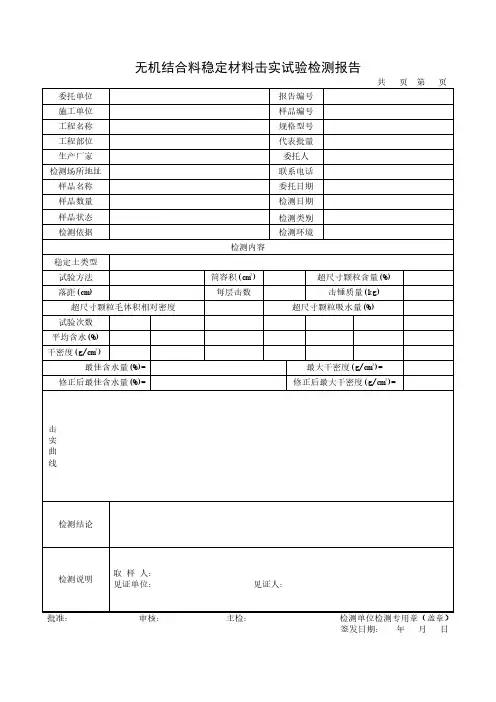 无机结合料稳定材料击实试验检测报告
