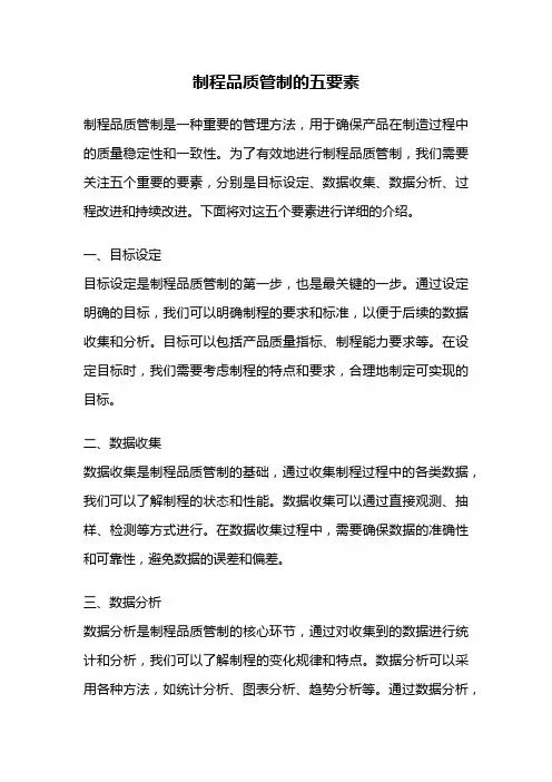 制程品质管制的五要素