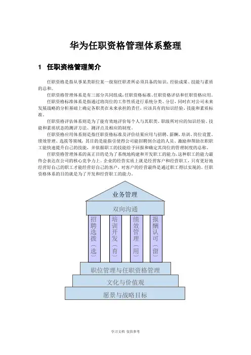 华为任职资格管理体系整理