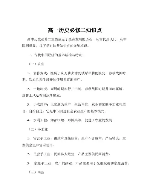 高一历史必修二知识点