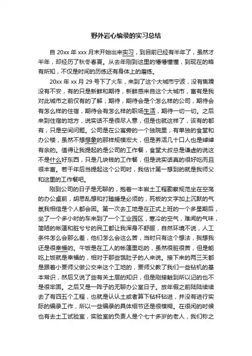 野外岩心编录的实习总结