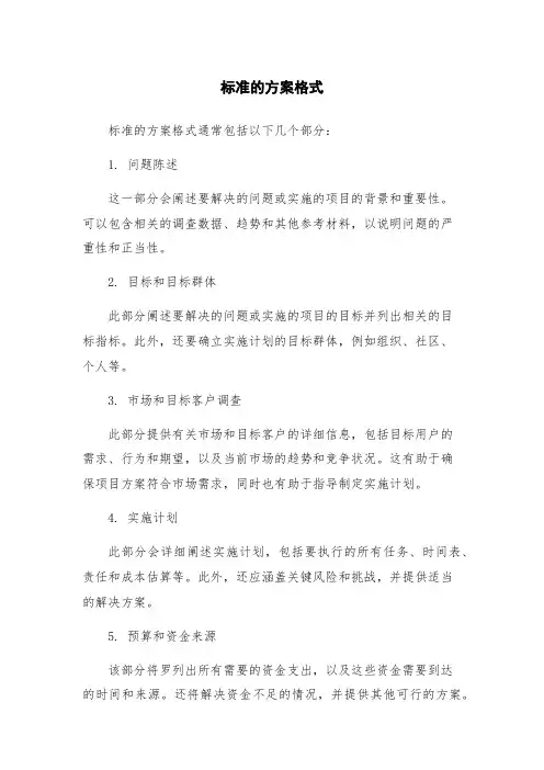 标准的方案格式