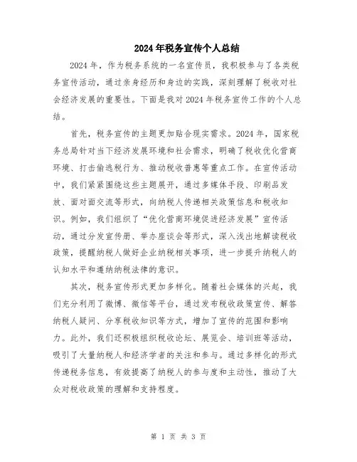 2024年税务宣传个人总结