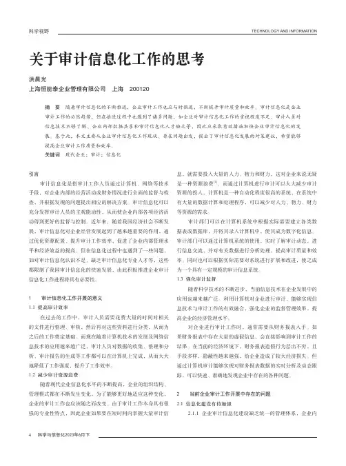 关于审计信息化工作的思考