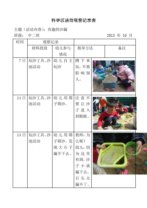 科学区活动观察记录表