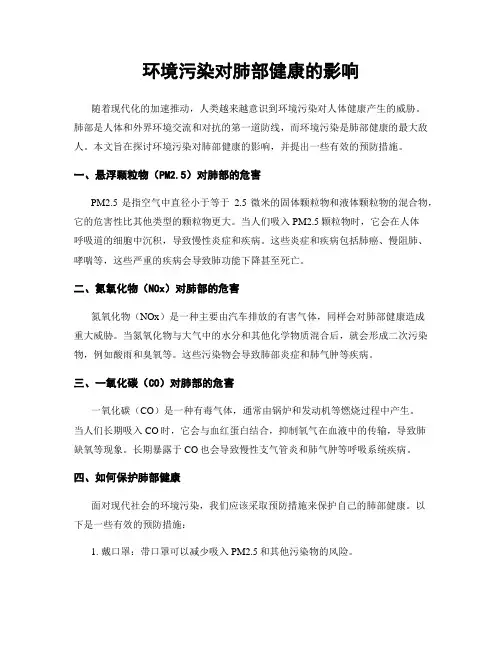 环境污染对肺部健康的影响