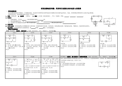 中考伏安法特殊法测电阻最全方法汇总