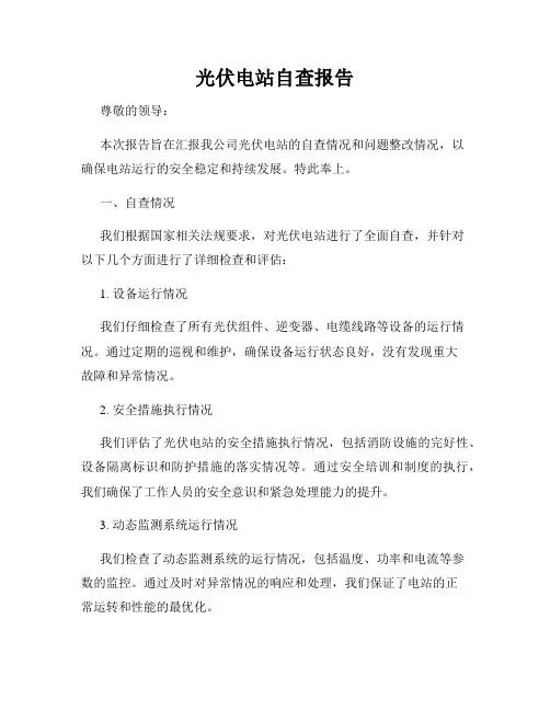光伏电站自查报告