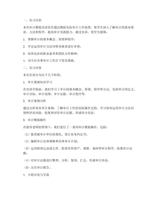 审计模拟实训实训报告