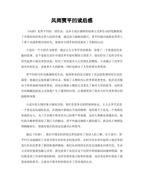 风雨贾平凹读后感