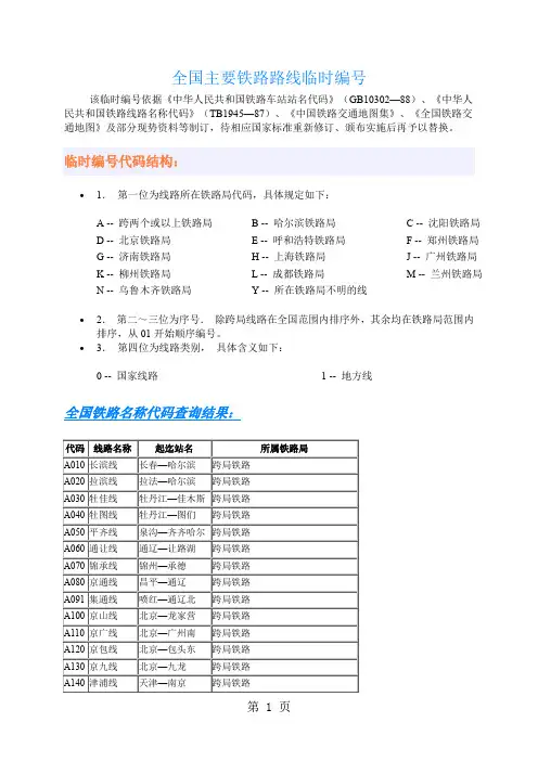 全国主要铁路路线临时编号14页