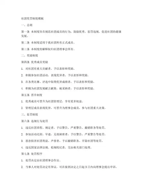 社团奖罚制度模板
