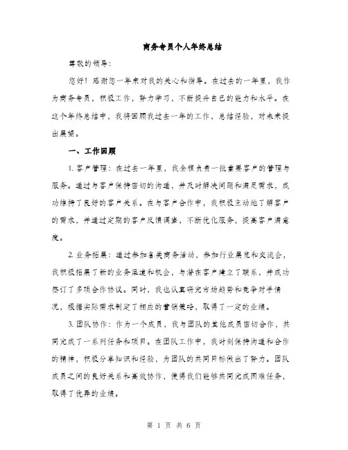 商务专员个人年终总结（2篇）