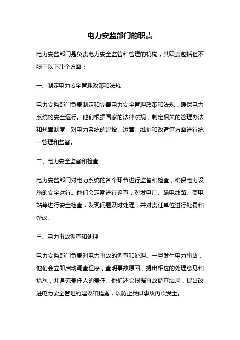 电力安监部门的职责