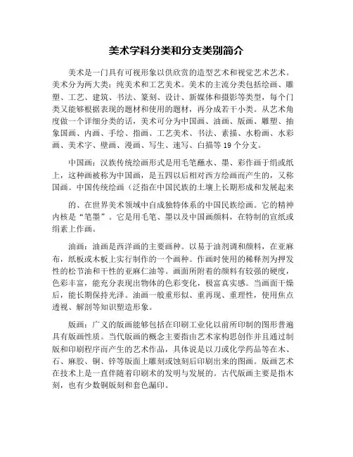 美术学科分类和分支类别简介