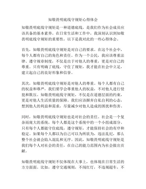 知敬畏明底线守规矩心得体会