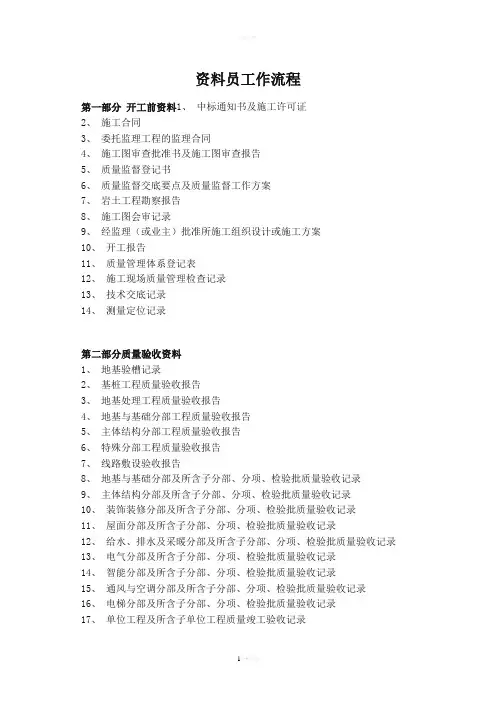 资料员需要要做的所有资料