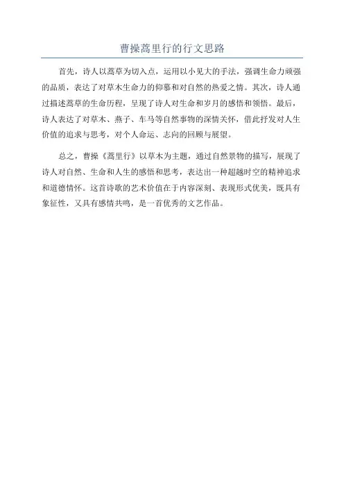 曹操蒿里行的行文思路