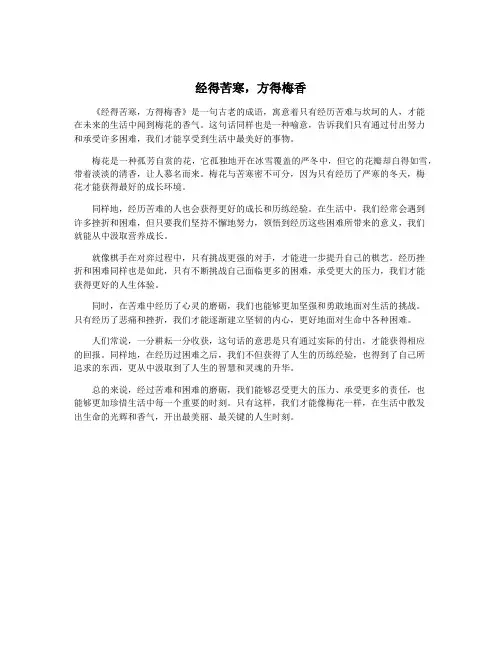经得苦寒,方得梅香