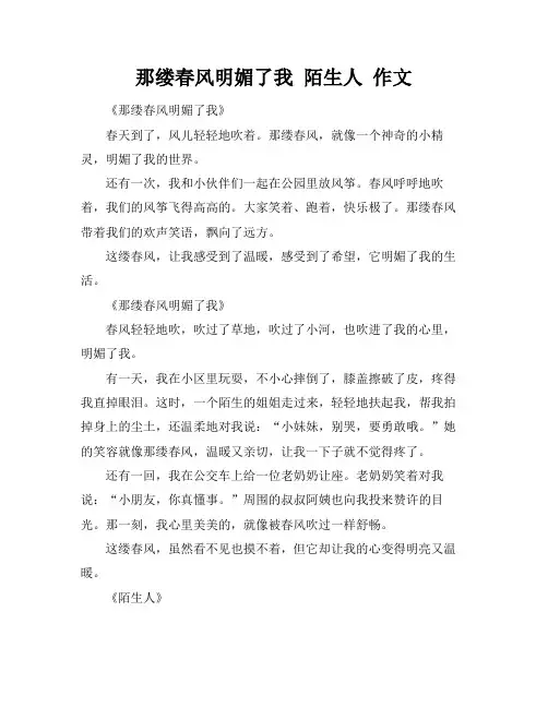 那缕春风明媚了我 陌生人 作文