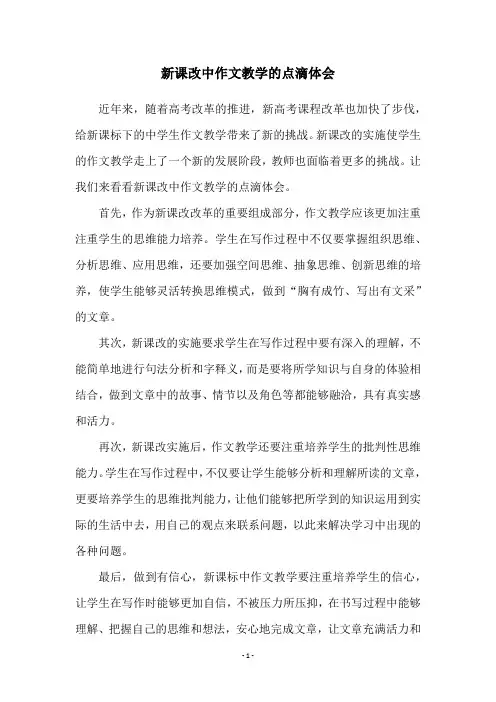 新课改中作文教学的点滴体会