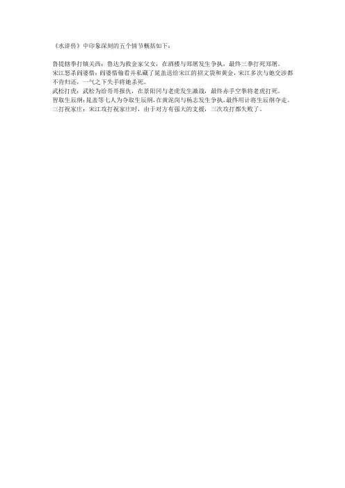 水浒传印象深刻的五个情节概括