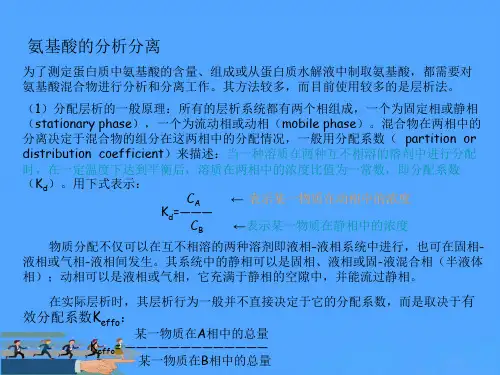 氨基酸的分析分离 为了测定蛋白质中氨基酸的含量组成或从蛋优选PPT