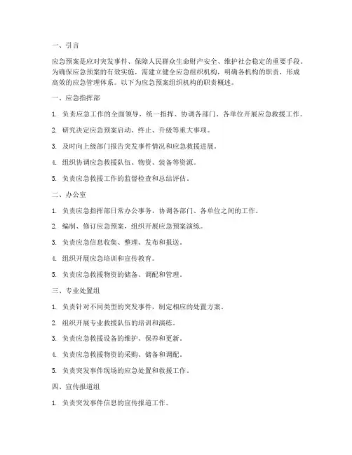 应急预案组织机构职责