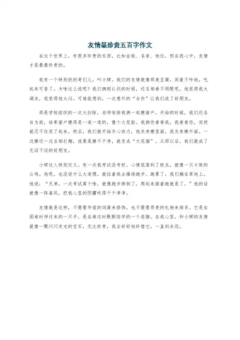 友情最珍贵五百字作文
