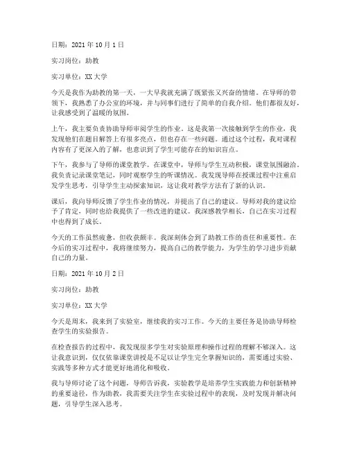 助教实习报告日志