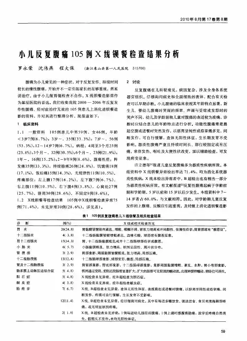 小儿反复腹痛105例X线钡餐检查结果分析
