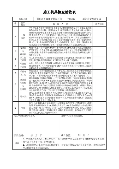 (完整版)施工机具检查验收表