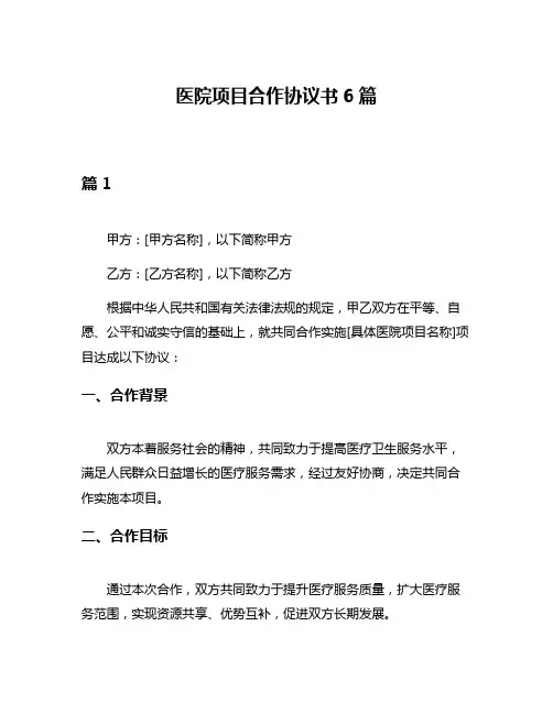 医院项目合作协议书6篇