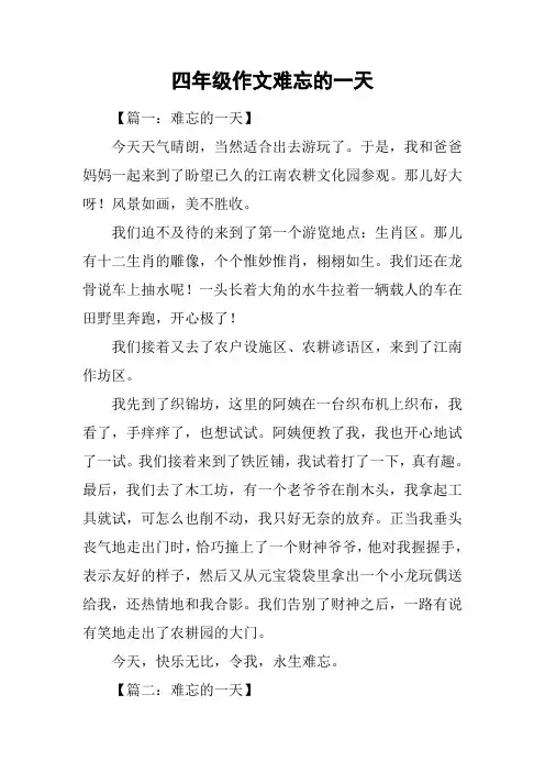 四年级作文难忘的一天