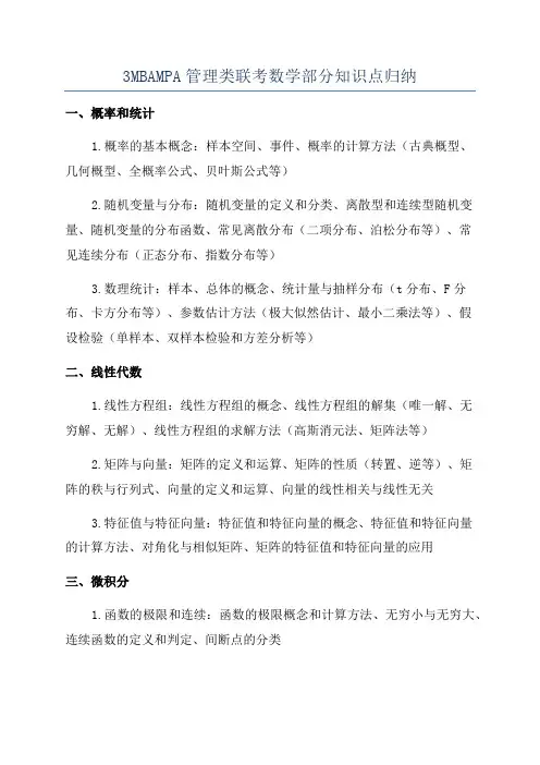 3MBAMPA管理类联考数学部分知识点归纳
