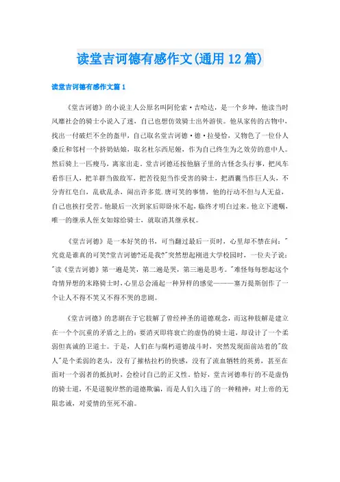 读堂吉诃德有感作文(通用12篇)