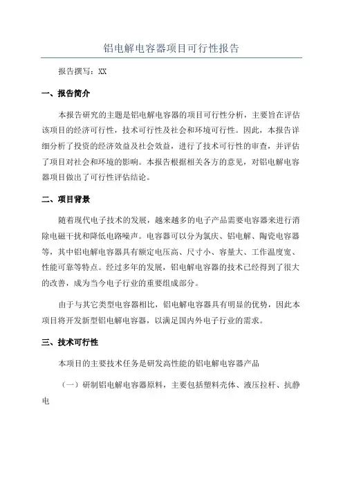 铝电解电容器项目可行性报告