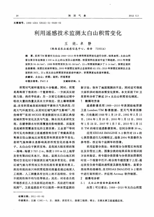 利用遥感技术监测太白山积雪变化