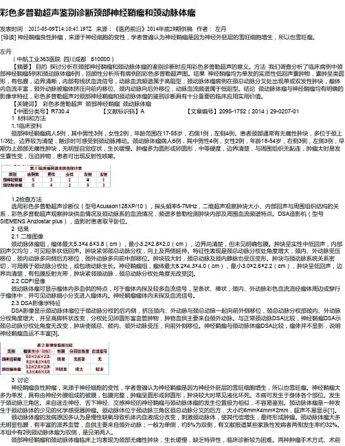 彩色多普勒超声鉴别诊断颈部神经鞘瘤和颈动脉体瘤