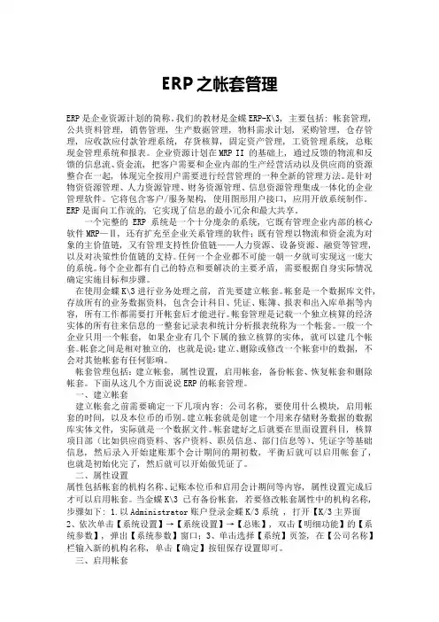 ERP之帐套管理
