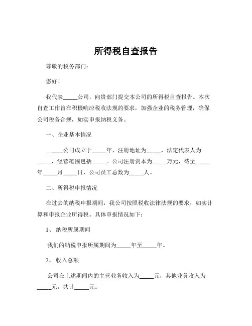 所得税自查报告