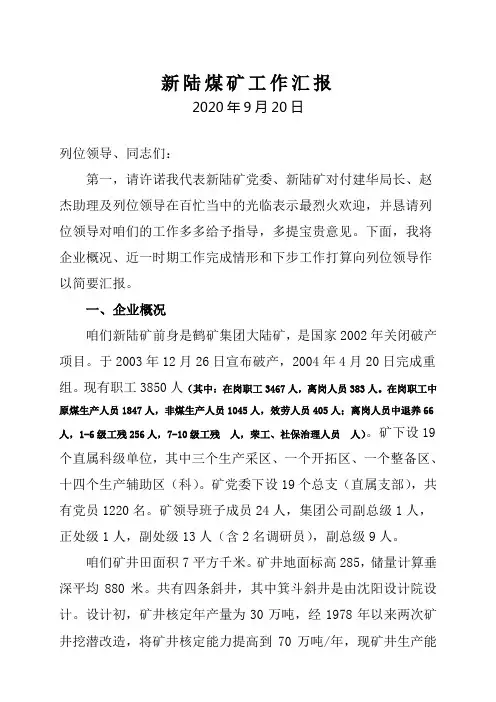 新陆煤矿工作汇报080919