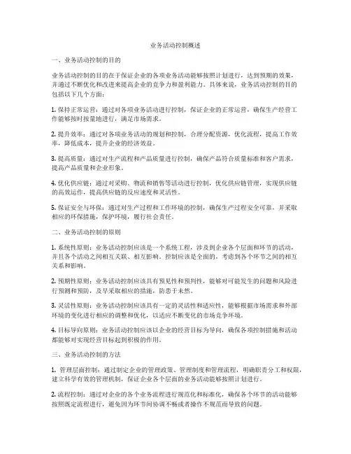 业务活动控制概述