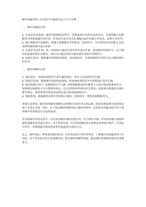循环码编译码工作过程
