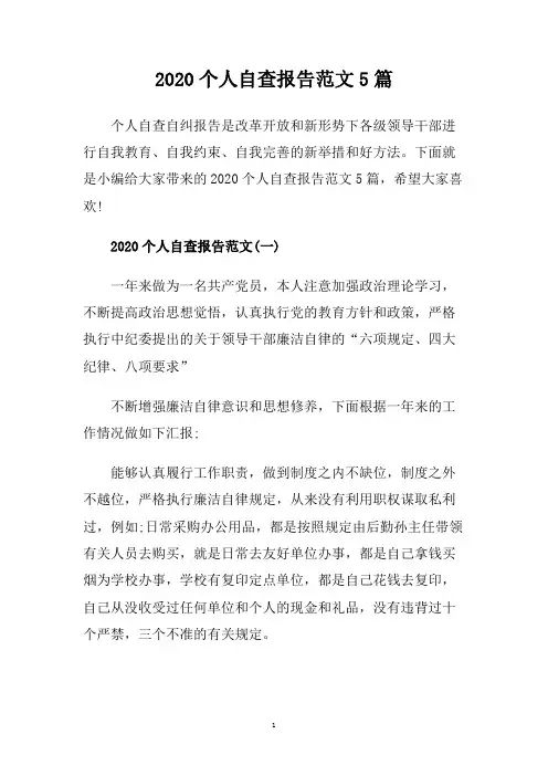 2020个人自查报告范文5篇