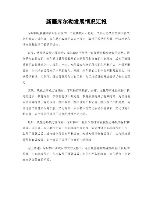 新疆库尔勒发展情况汇报