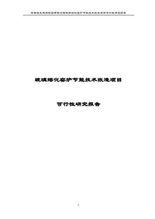 玻璃熔化窑炉节能技术改造项目可行性研究报告