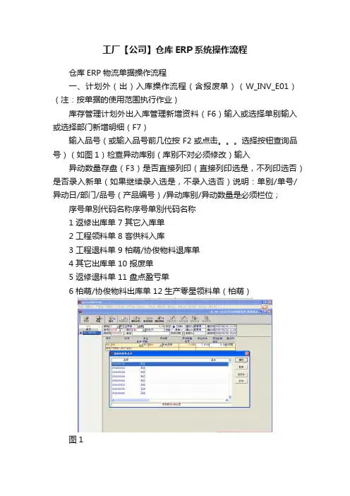 工厂【公司】仓库ERP系统操作流程