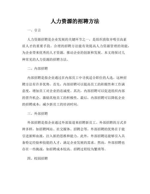 人力资源的招聘方法